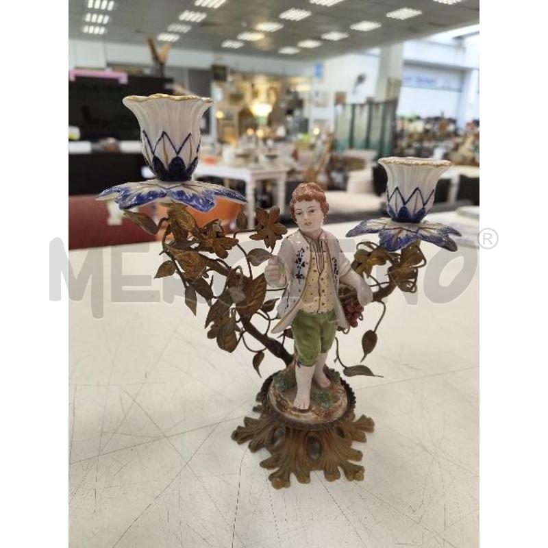 COPPIA CANDELABRI UOMO DONNA CER MET DOR FOGLIE ARBUSTI | Mercatino dell'Usato Verona fiera 3