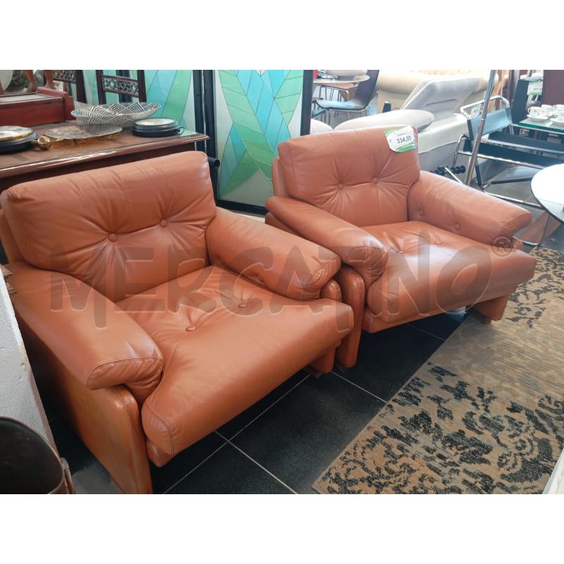 COPPIA POLTRONCINE PELLE MARRONE CORONADO | Mercatino dell'Usato Verona fiera 1