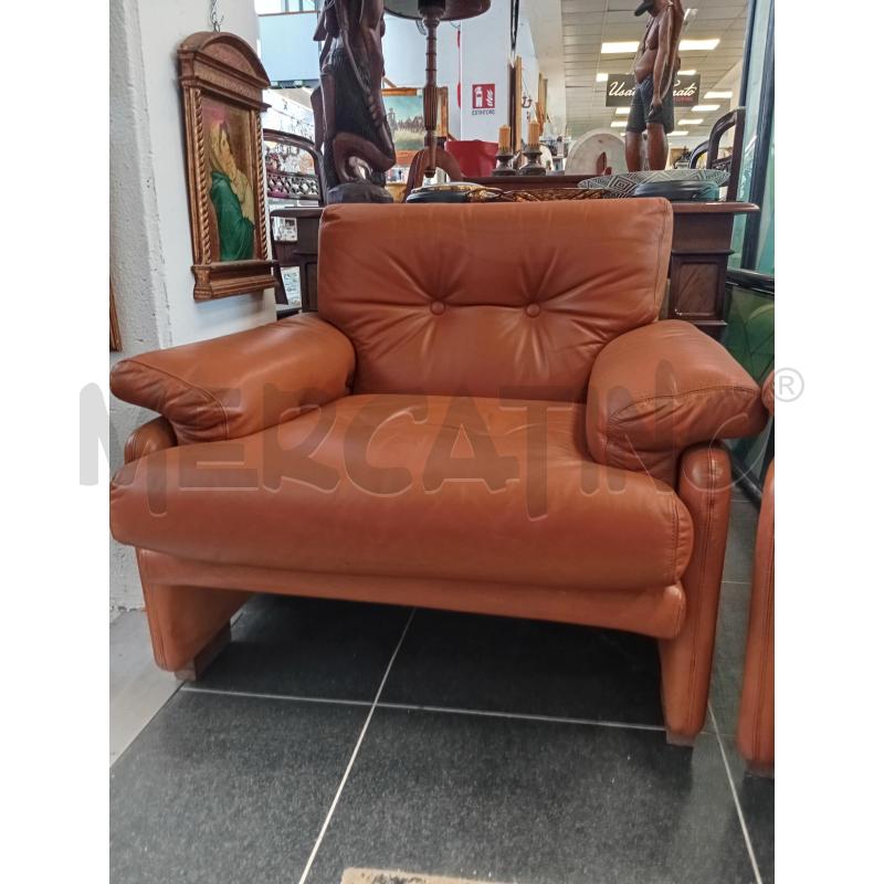 COPPIA POLTRONCINE PELLE MARRONE CORONADO | Mercatino dell'Usato Verona fiera 2