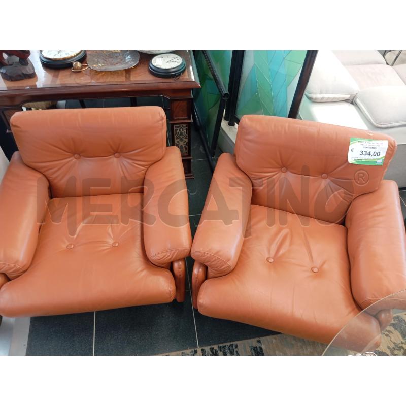 COPPIA POLTRONCINE PELLE MARRONE CORONADO | Mercatino dell'Usato Verona fiera 3