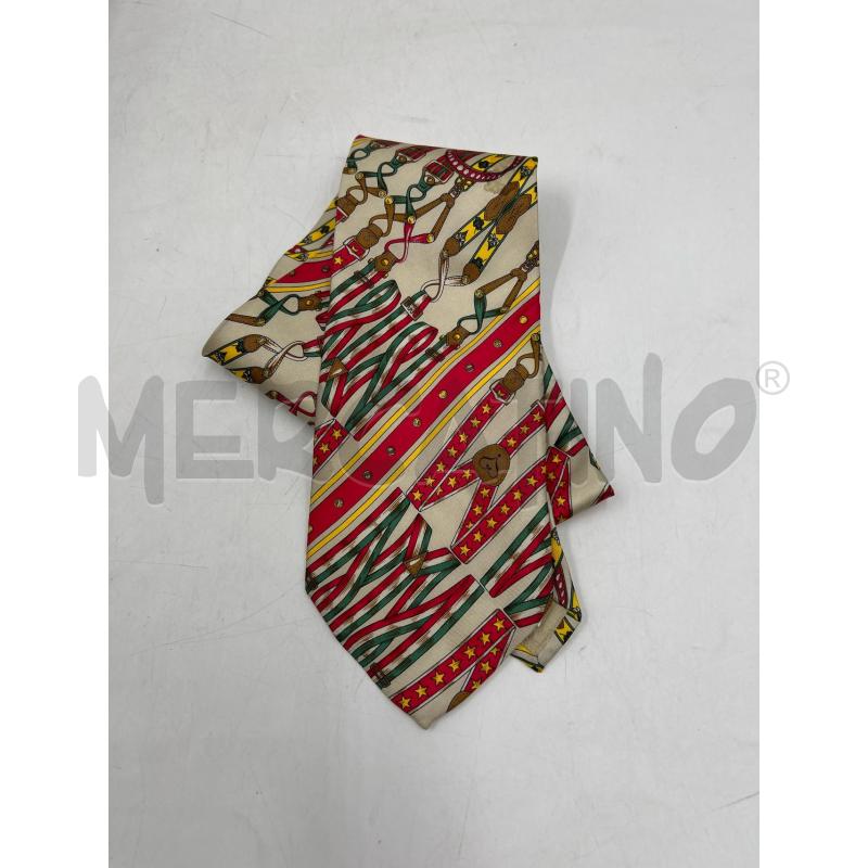 CRAVATTA MOSCHINO STAMPA BRETELLE ROSSA VERDE BEIGE  | Mercatino dell'Usato Verona fiera 1