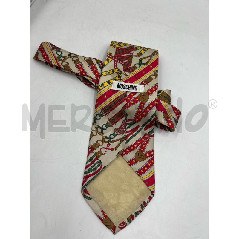 CRAVATTA MOSCHINO STAMPA BRETELLE ROSSA VERDE BEIGE  | Mercatino dell'Usato Verona fiera 2