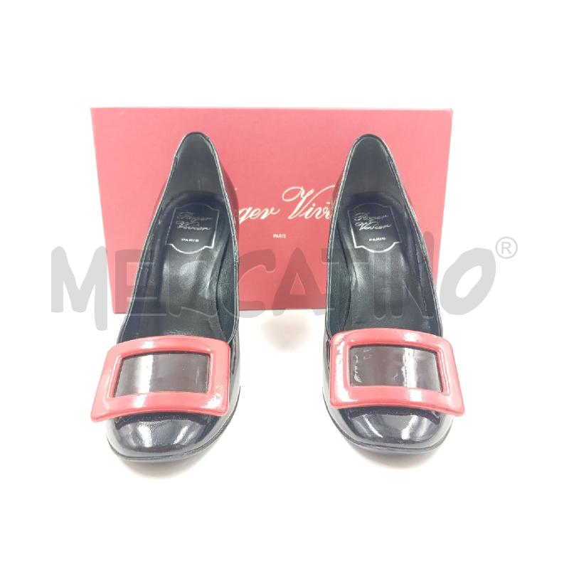 DECOLLETE D ROGER VIVIER NERO FIBBIA QUADRATA ROSSA  | Mercatino dell'Usato Verona fiera 2