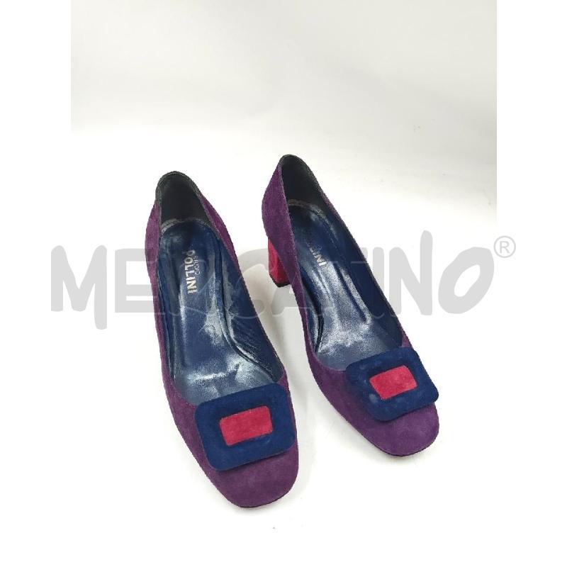 DECOLLETE POLLINI VIOLA INSERTO QUADRATO BLU  | Mercatino dell'Usato Verona fiera 1