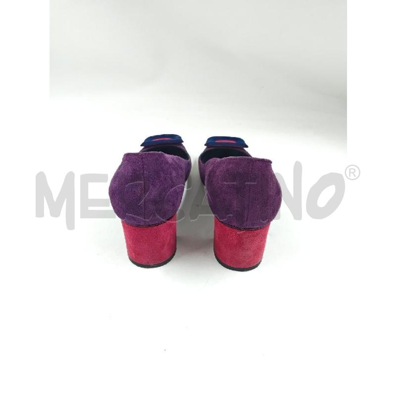 DECOLLETE POLLINI VIOLA INSERTO QUADRATO BLU  | Mercatino dell'Usato Verona fiera 3