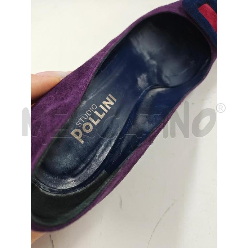 DECOLLETE POLLINI VIOLA INSERTO QUADRATO BLU  | Mercatino dell'Usato Verona fiera 4