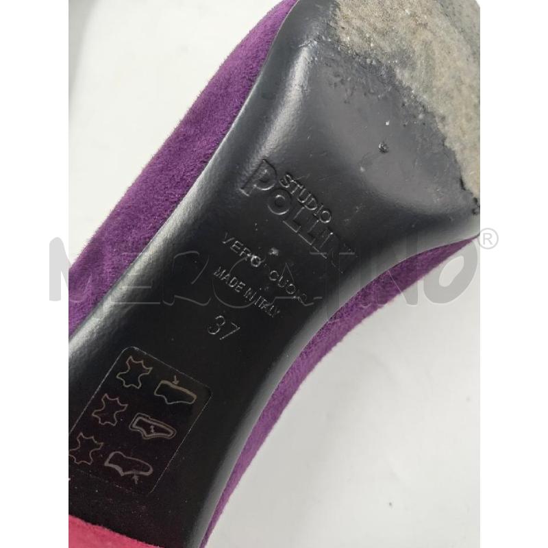 DECOLLETE POLLINI VIOLA INSERTO QUADRATO BLU  | Mercatino dell'Usato Verona fiera 5