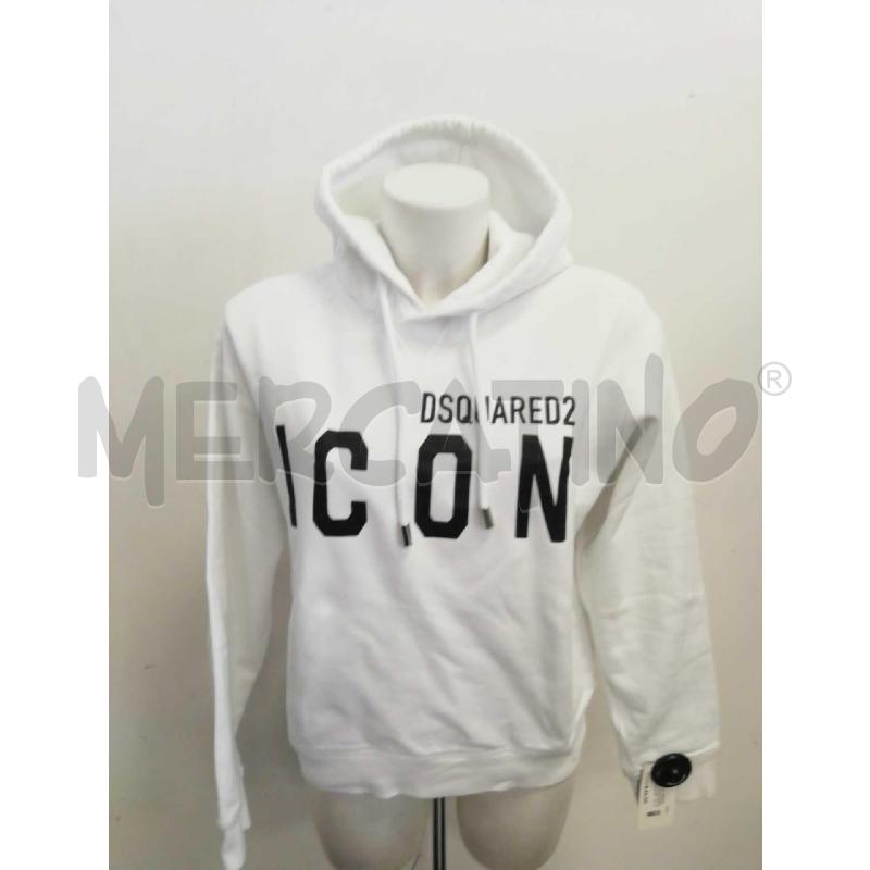 FELPA U ICON DSQUARED BIANCA CON CAPPUCCIO  | Mercatino dell'Usato Verona fiera 1