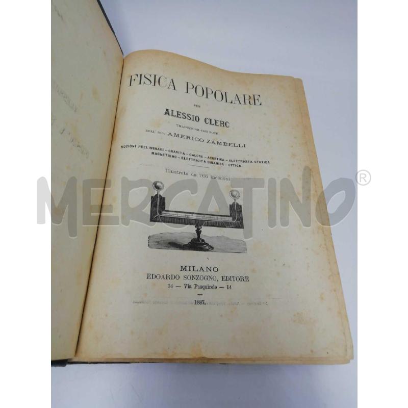 FISICA POPOLARE LIBRO 1887 | Mercatino dell'Usato Verona fiera 2