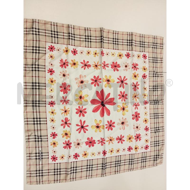 FOULARD BURBERRY STAMPA FIORI E CHECK  | Mercatino dell'Usato Verona fiera 2
