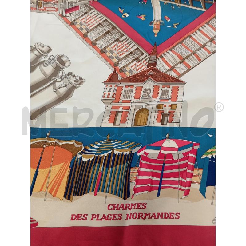 FOULARD HERMES CHARMES DES PLAGES NORMANDES ROSSO  | Mercatino dell'Usato Verona fiera 2