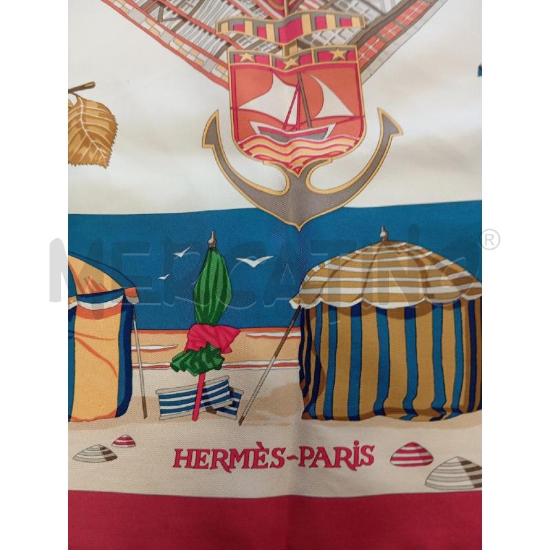 FOULARD HERMES CHARMES DES PLAGES NORMANDES ROSSO  | Mercatino dell'Usato Verona fiera 3