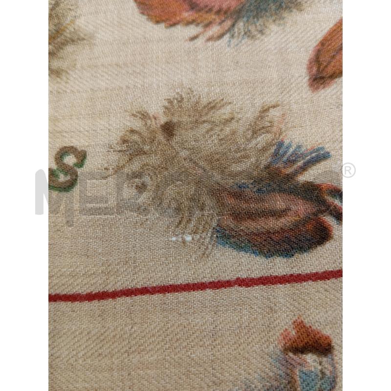 FOULARD HERMES LES PLUME BEIGE BORDI ROSSI SETA CASHMERE  | Mercatino dell'Usato Verona fiera 3