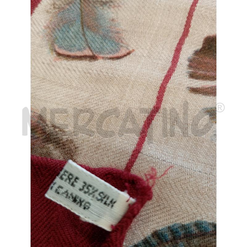 FOULARD HERMES LES PLUME BEIGE BORDI ROSSI SETA CASHMERE  | Mercatino dell'Usato Verona fiera 4
