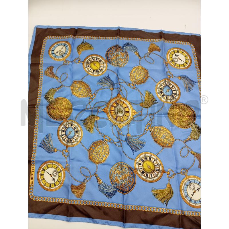 FOULARD TALARICO AZZURRO BORDI MARRONI  | Mercatino dell'Usato Verona fiera 1