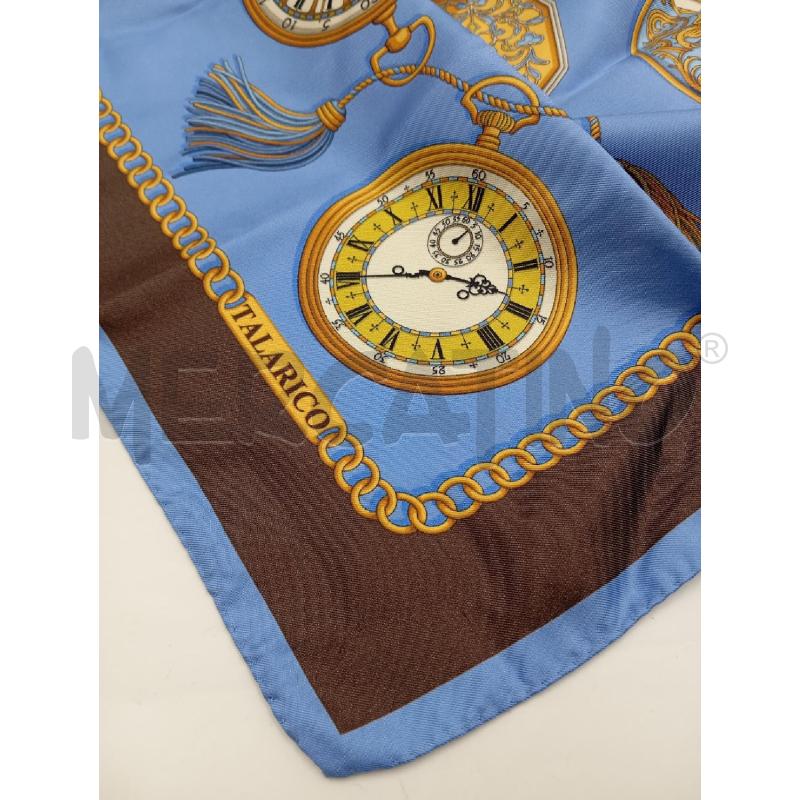 FOULARD TALARICO AZZURRO BORDI MARRONI  | Mercatino dell'Usato Verona fiera 2