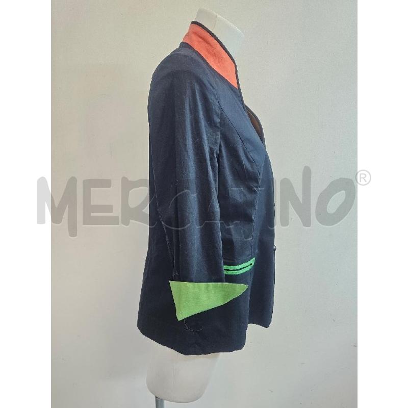 GIACCA D PATRIZIA HAMILTON BLU COLLO ARA POLSINI VERDE  | Mercatino dell'Usato Verona fiera 2