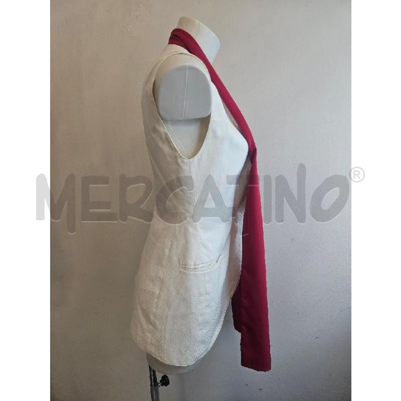 GILET D GIANFRANCO FERRE BIANCA COLLO INSERTO ROSSO  | Mercatino dell'Usato Verona fiera 2