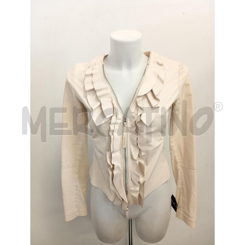 GIUBBINO DONNA PINKO PELLE TESSUTO BEIGE ROUCHES | Mercatino dell'Usato Verona fiera 1