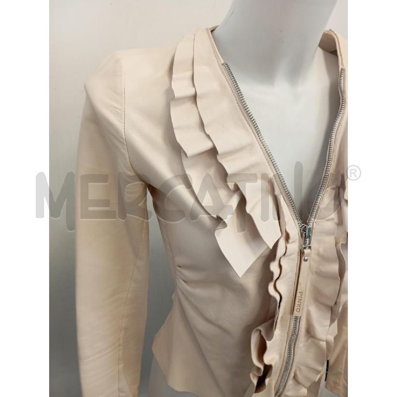 GIUBBINO DONNA PINKO PELLE TESSUTO BEIGE ROUCHES | Mercatino dell'Usato Verona fiera 2