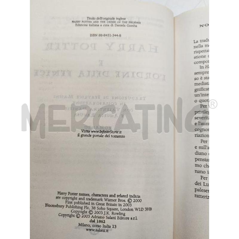 HARRY POTTER 5 ORDINE FENICE PRIMA EDIZIONE SALANI 2003 | Mercatino dell'Usato Verona fiera 3