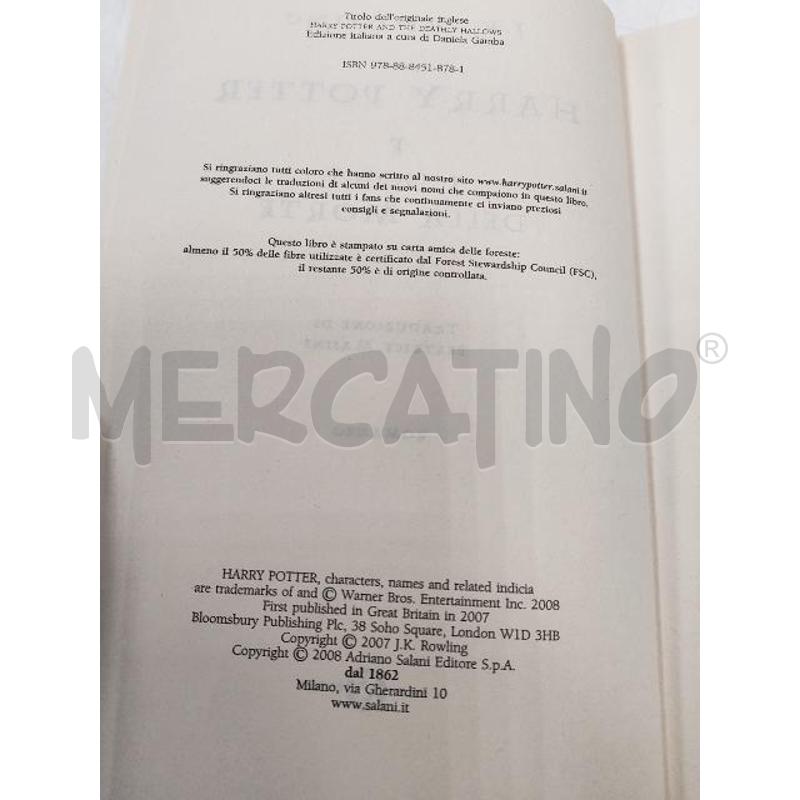 HARRY POTTER 7 I DONI DELLA MORTE PRIMA EDIZIONE  | Mercatino dell'Usato Verona fiera 3