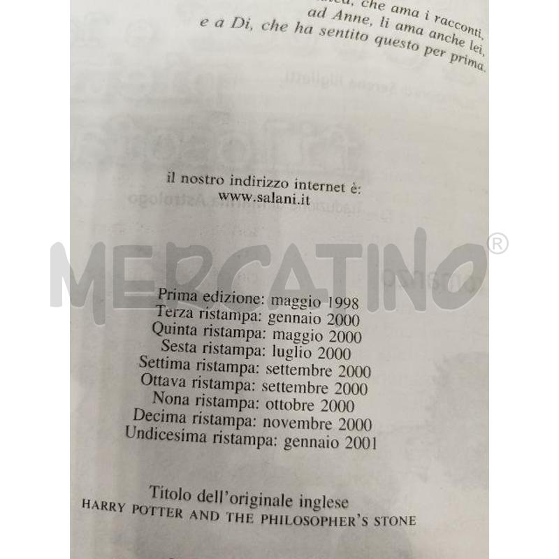 HARRY POTTER PIETRA FILOSOFALE 1A ED RISTAMPA 11 | Mercatino dell'Usato Verona fiera 3
