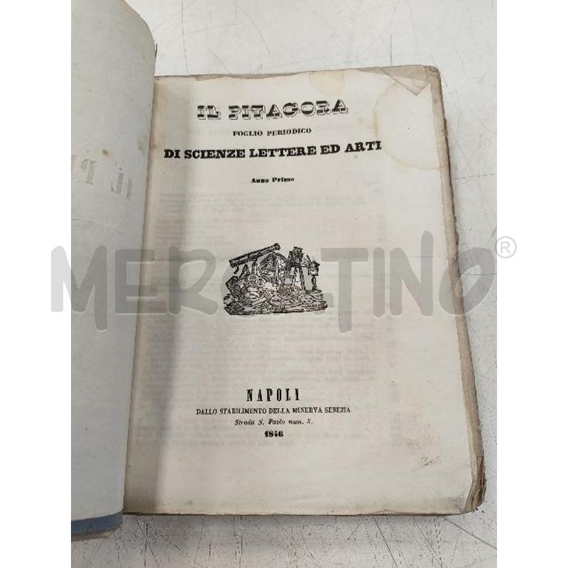IL PITAGORA FOGLIO PERIODICO ANNO I 1846 NAPOLI | Mercatino dell'Usato Verona fiera 1