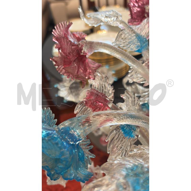 LAMPADARIO MURANO 6L TRASP/ROS/AZZ T/CAREZZONICO | Mercatino dell'Usato Verona fiera 2