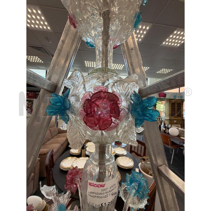 LAMPADARIO MURANO 6L TRASP/ROS/AZZ T/CAREZZONICO | Mercatino dell'Usato Verona fiera 5