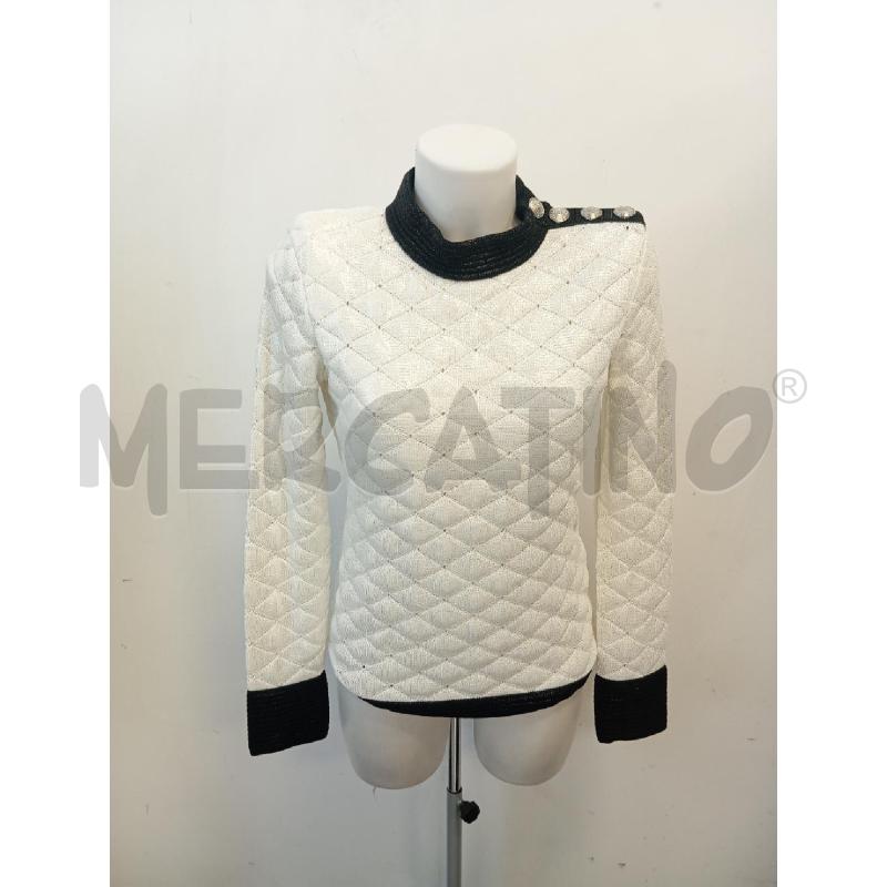 MAGLIA DONNA BALMAIN BIANCO LUREX PROFILI NERI  | Mercatino dell'Usato Verona fiera 1