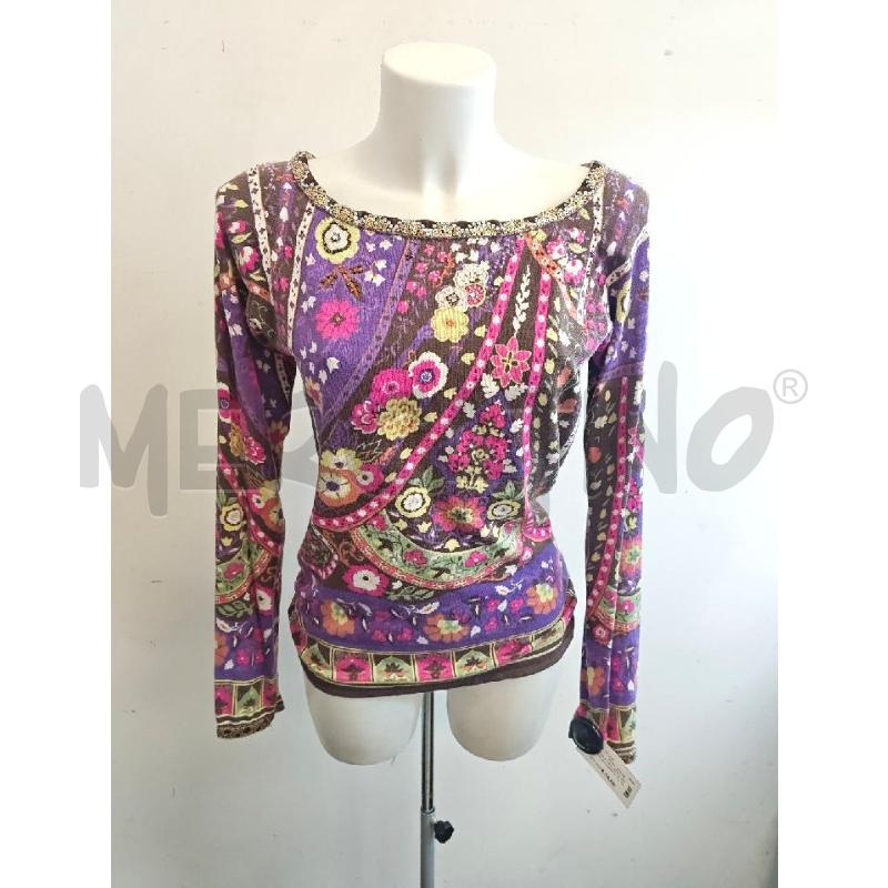 MAGLIA DONNA ETRO VIOLA FUCSIA MARR FIORI PERLINE | Mercatino dell'Usato Verona fiera 1