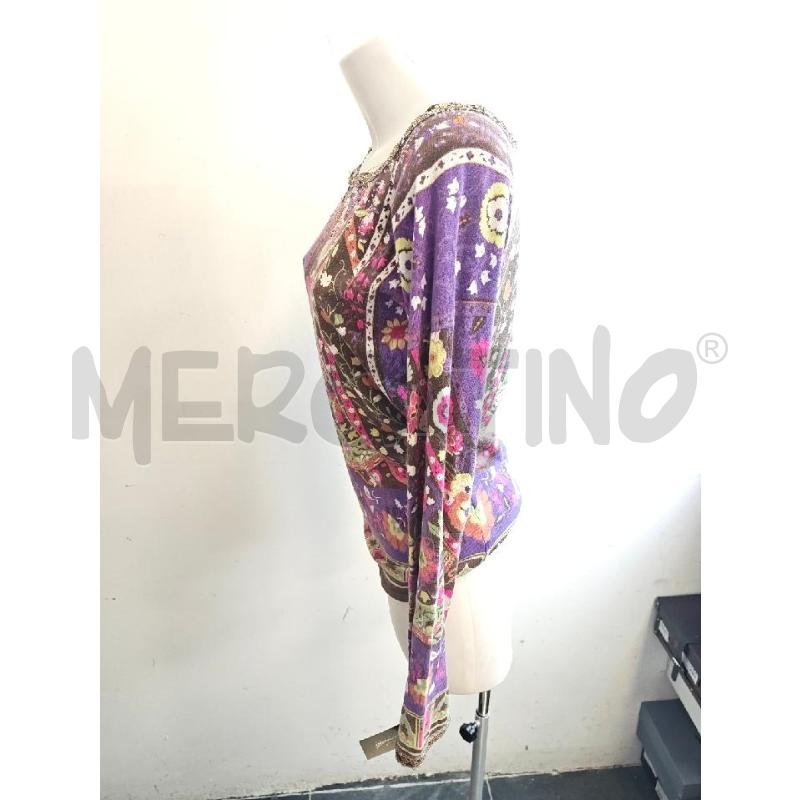 MAGLIA DONNA ETRO VIOLA FUCSIA MARR FIORI PERLINE | Mercatino dell'Usato Verona fiera 2