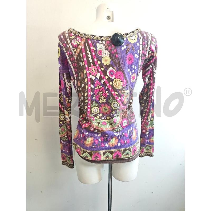 MAGLIA DONNA ETRO VIOLA FUCSIA MARR FIORI PERLINE | Mercatino dell'Usato Verona fiera 3