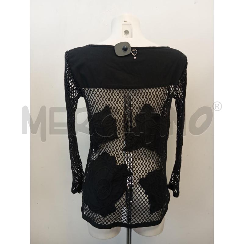 MAGLIA D TWIN SET NERO TRAFORATO FIORI  | Mercatino dell'Usato Verona fiera 4