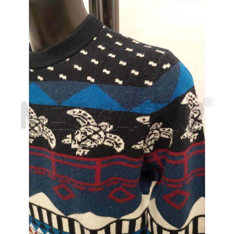 MAGLIA UOMO +39 MASQ LANA BLU FIGURE GEOMETRICHE  | Mercatino dell'Usato Verona fiera 2