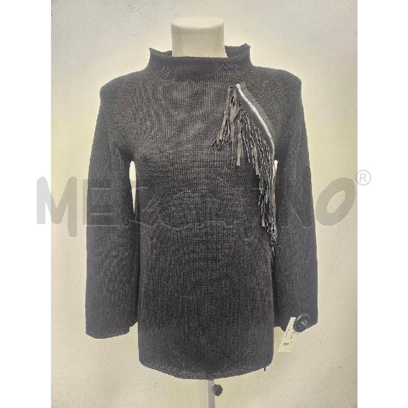 MAGLIONE D PIER ANTONIO GASPARI NERO CON FRANGIA  | Mercatino dell'Usato Verona fiera 1