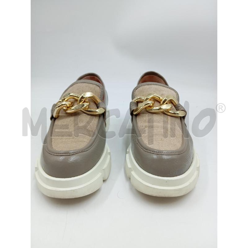 MOCASSINI D POLLINI BEIGE PELLE CATENA DOR  | Mercatino dell'Usato Verona fiera 2