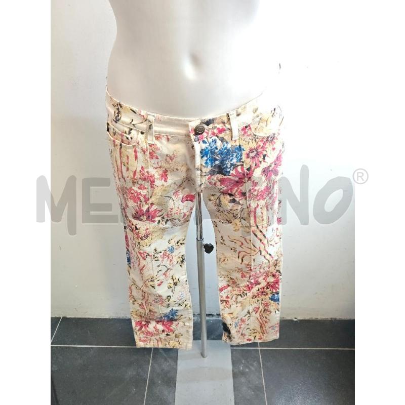 PANTALONE DONNA CAVALLI BIANCO FIORE ROSSO BLU | Mercatino dell'Usato Verona fiera 1