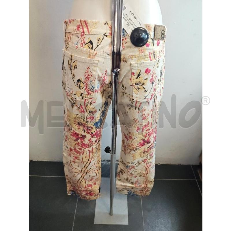 PANTALONE DONNA CAVALLI BIANCO FIORE ROSSO BLU | Mercatino dell'Usato Verona fiera 3