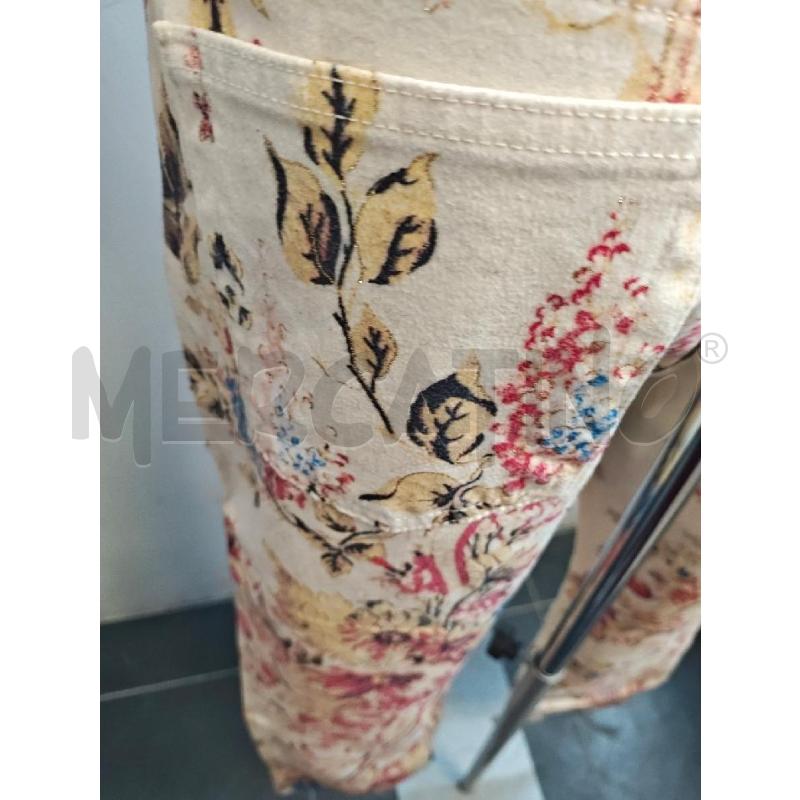 PANTALONE DONNA CAVALLI BIANCO FIORE ROSSO BLU | Mercatino dell'Usato Verona fiera 4