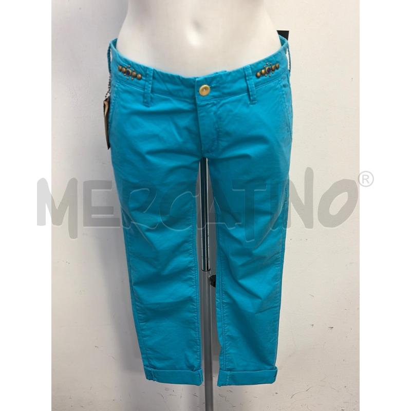 PANTALONE D HTC TURCHESE BORCHIE DORATE  | Mercatino dell'Usato Verona fiera 1