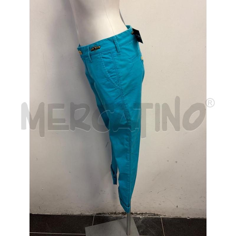PANTALONE D HTC TURCHESE BORCHIE DORATE  | Mercatino dell'Usato Verona fiera 2