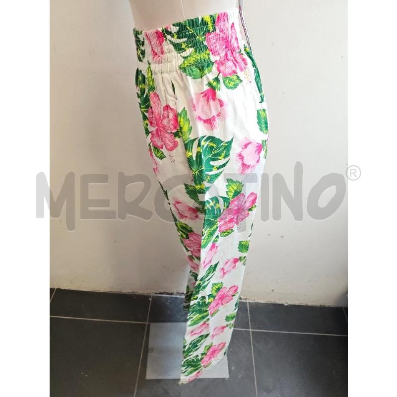 PANTALONE D SUNDEK BIA ROSA VERDE FOGLIE FIORI  | Mercatino dell'Usato Verona fiera 2