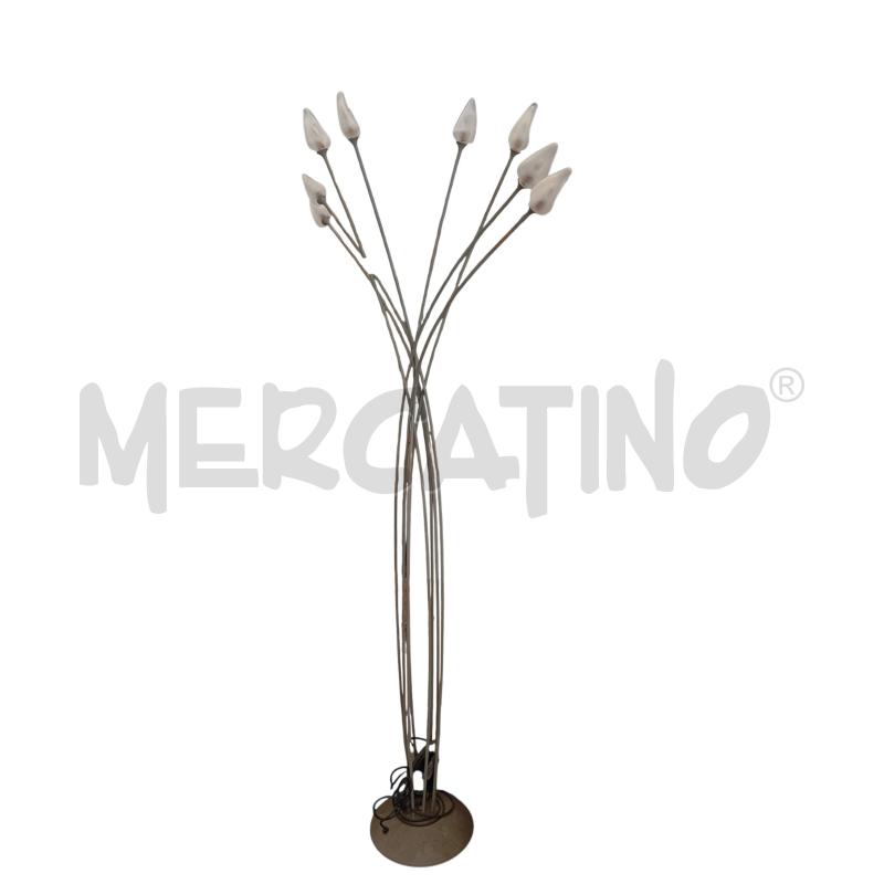 PIANTANA 8 LUCI PARALUME VETRO BOCCIOLO B/MET GRIGIO | Mercatino dell'Usato Verona fiera 1