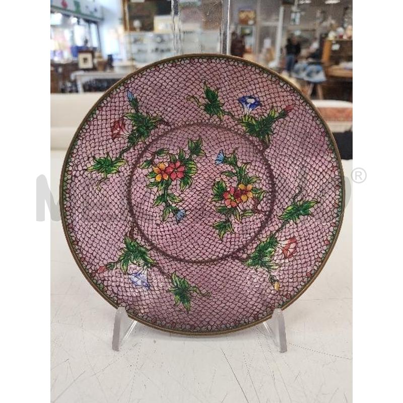 PIATTO CLOISONNE VET SMALTATO ROSS FIORI | Mercatino dell'Usato Verona fiera 1