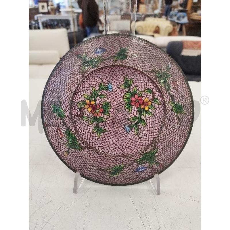 PIATTO CLOISONNE VET SMALTATO ROSS FIORI | Mercatino dell'Usato Verona fiera 2