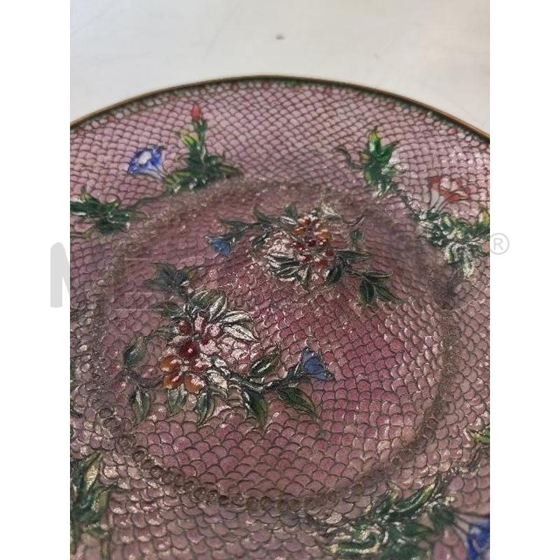 PIATTO CLOISONNE VET SMALTATO ROSS FIORI | Mercatino dell'Usato Verona fiera 4
