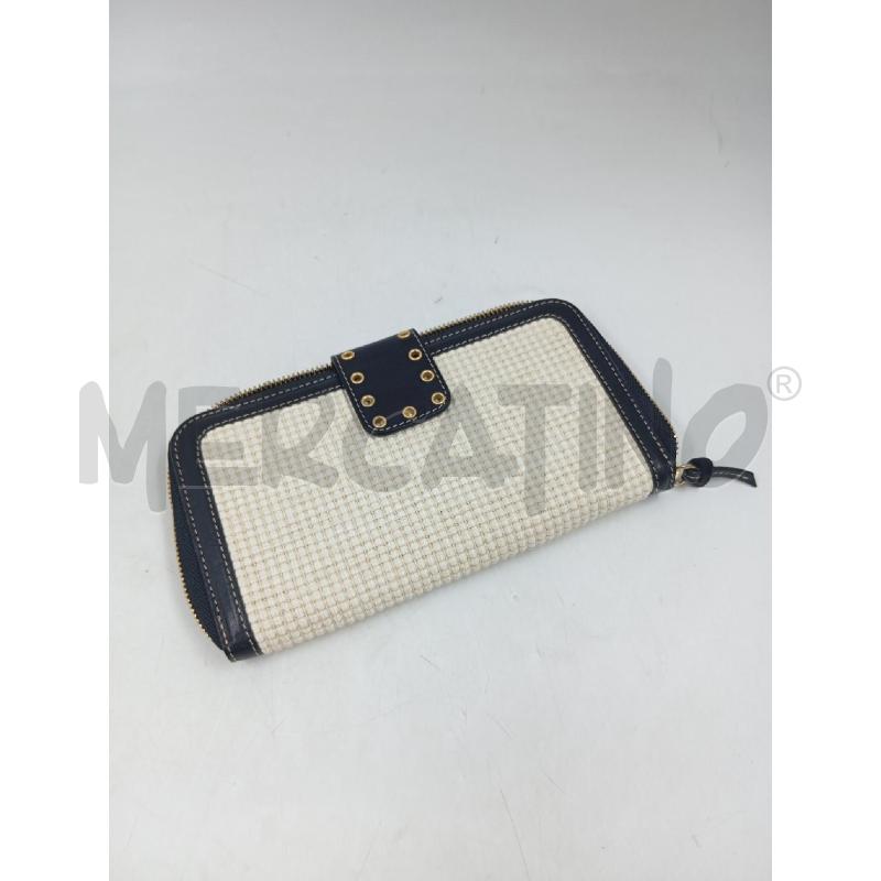 PORTA FOGLIO ANNE FONTAINE TESSUTO BEIGE PELLE NERO  | Mercatino dell'Usato Verona fiera 1