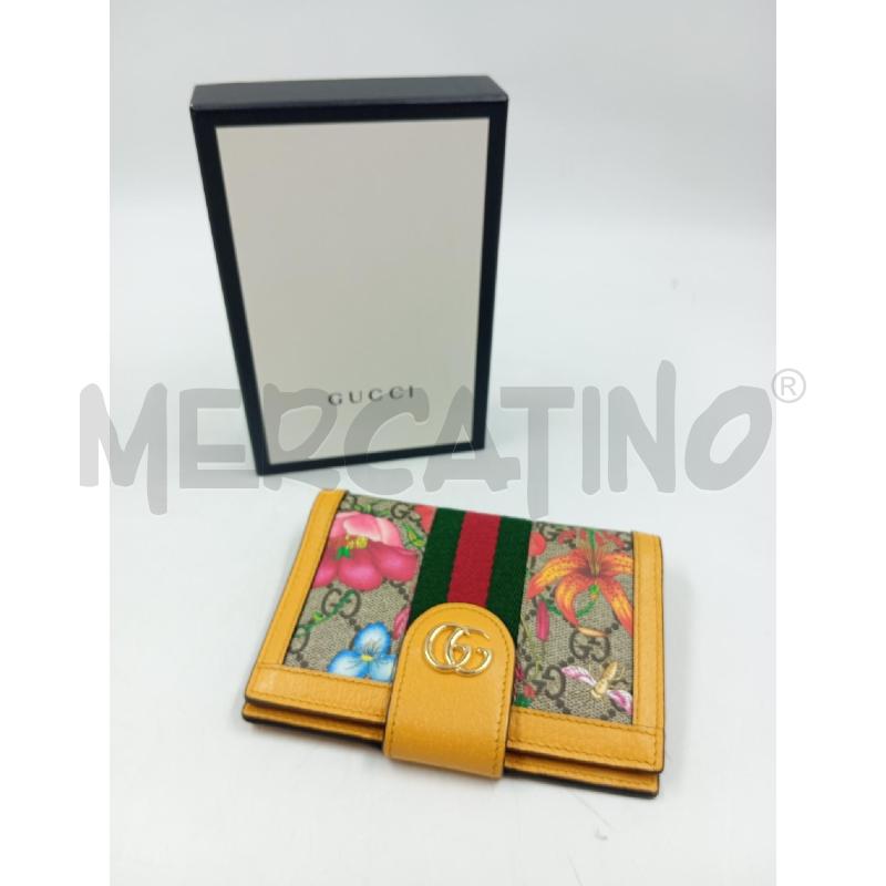 PORTA PASSAPORTO GUCCI OPHIDIA FLORA BORDI GIALLI | Mercatino dell'Usato Verona fiera 1